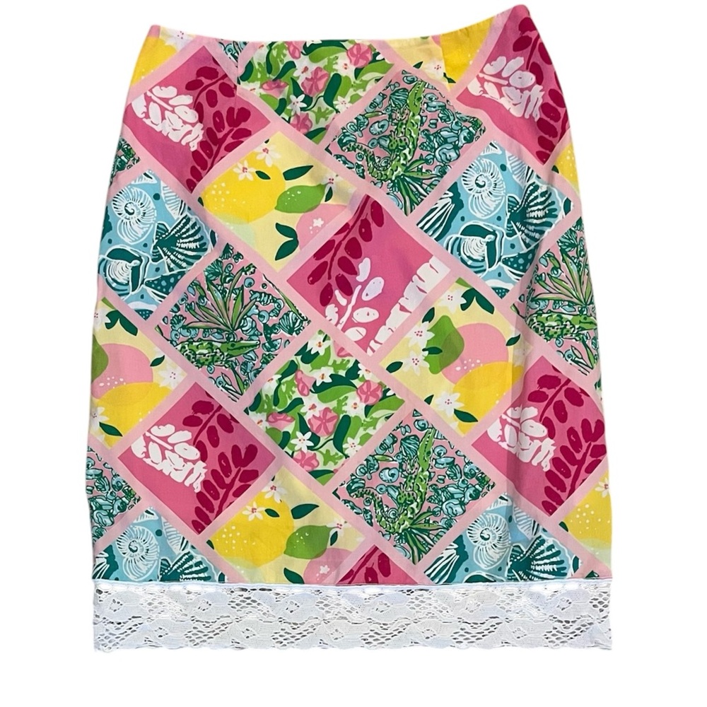 Lilly Pulitzer • Pink Tile Patch Skirt White Label - 0